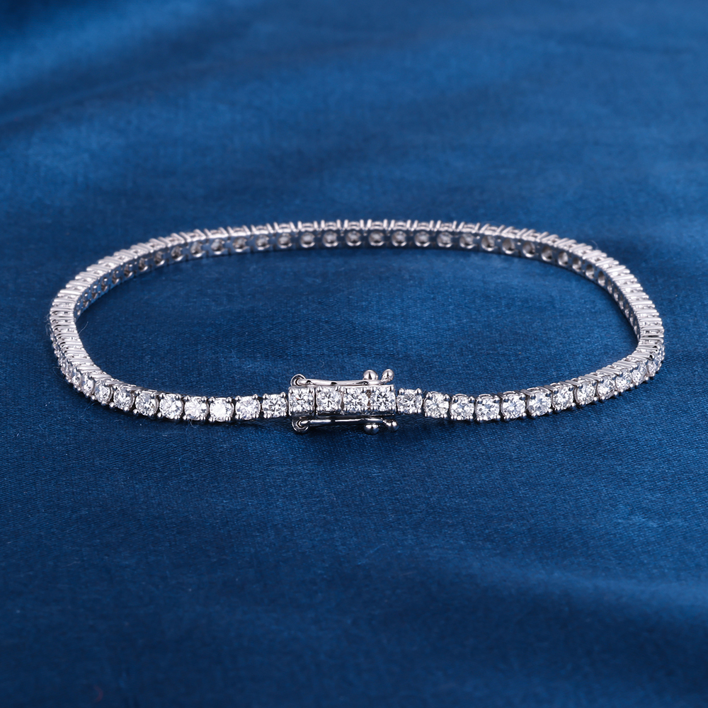 2.2mm 9K 10K 14K 18K Solid White Gold D VVS Moissanite Natural Diamond Tennis Chain Bracelet 6-24 inch Tennis Chain Necklace