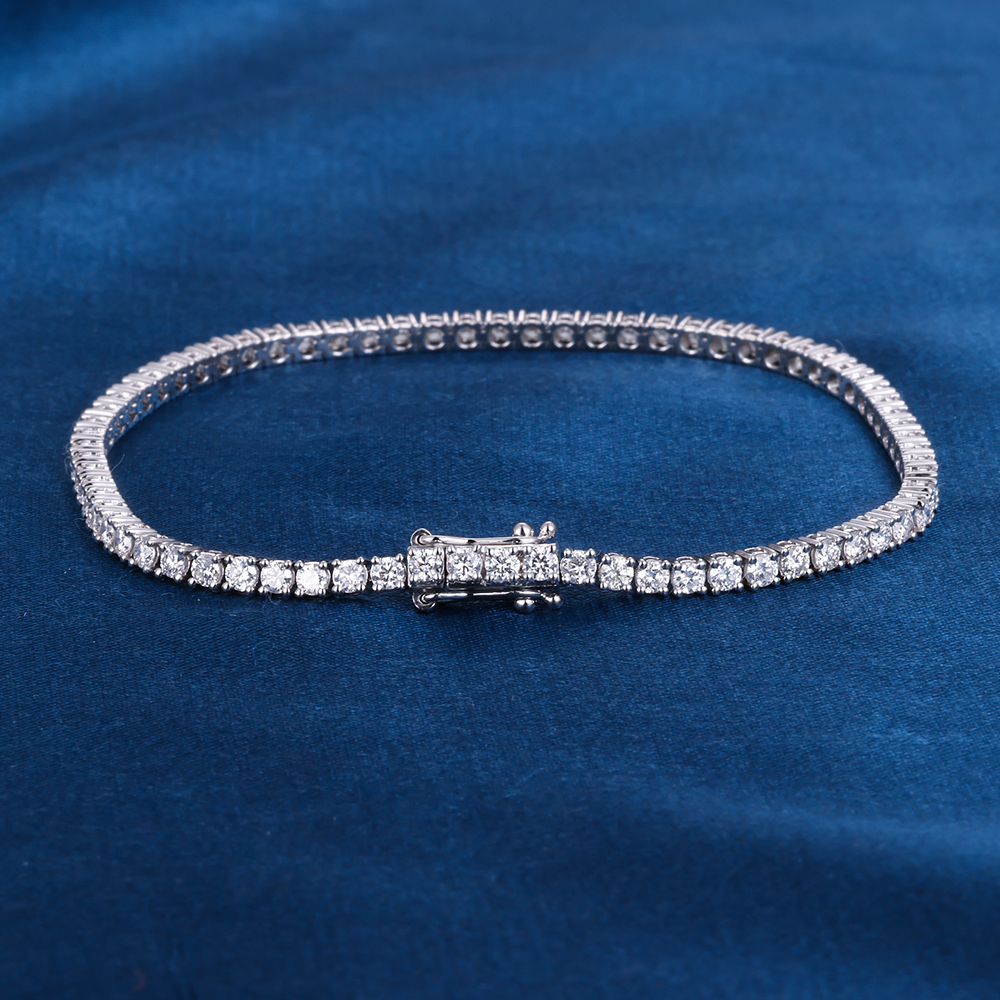 2.2mm 9K 10K 14K 18K Solid White Gold D VVS Moissanite Natural Diamond Tennis Chain Bracelet 6-24 inch Tennis Chain Necklace