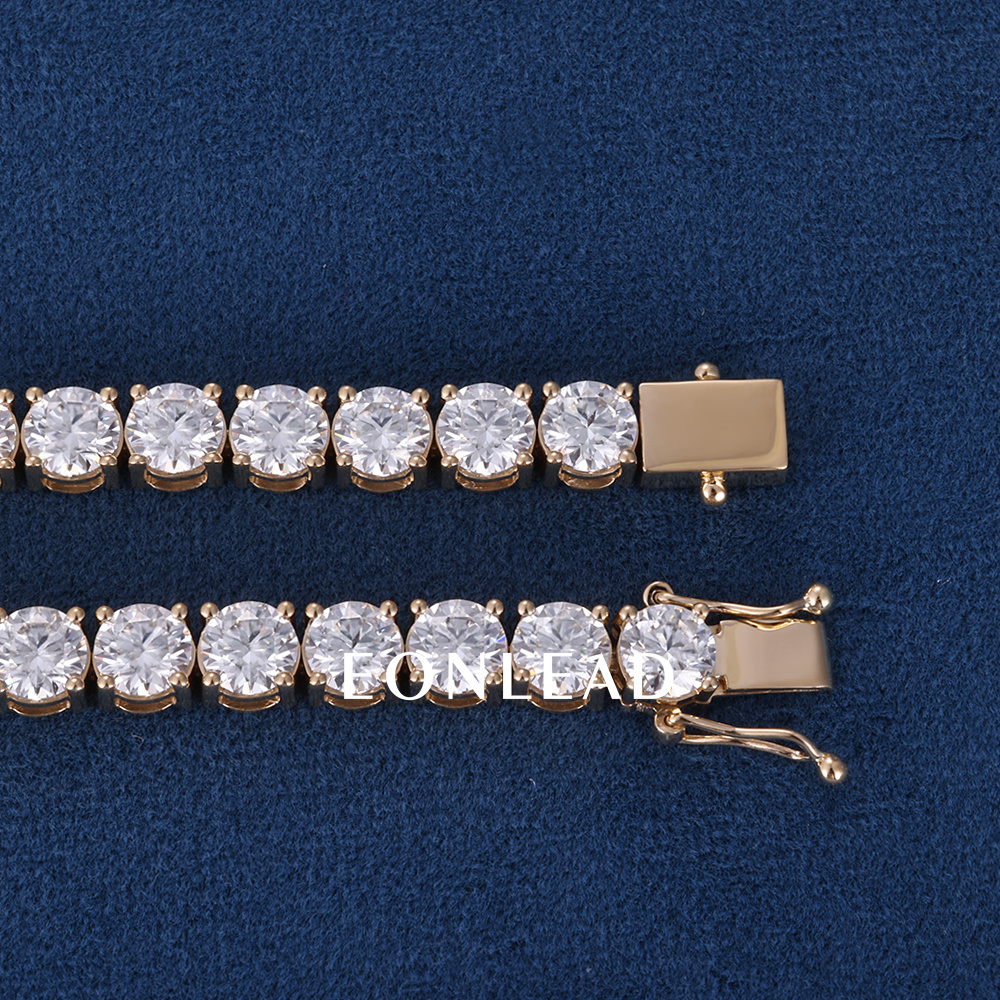 5mm 9K 10K 14K 18K Solid Gold Yellow D VVS Moissanite Diamond Tennis Chain Bracelet 6-24 inch Tennis Chain Necklace