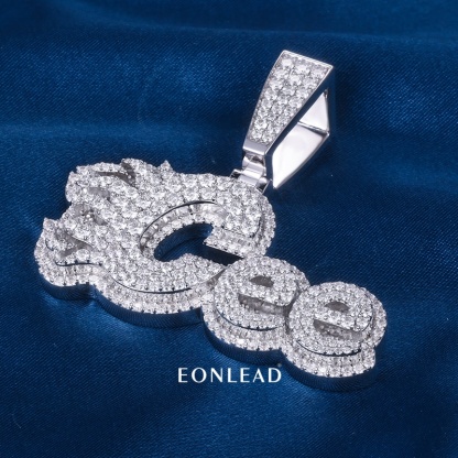 CUSTOM Iced Out Custom Flaming Name Pendant Full Micro Pave Moissanite Hip Hop Letter Pendant For Men Women Rapper Jewelry