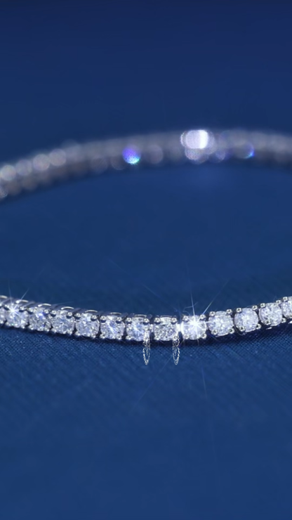 2.2mm 9K 10K 14K 18K Solid White Gold D VVS Moissanite Natural Diamond Tennis Chain Bracelet 6-24 inch Tennis Chain Necklace