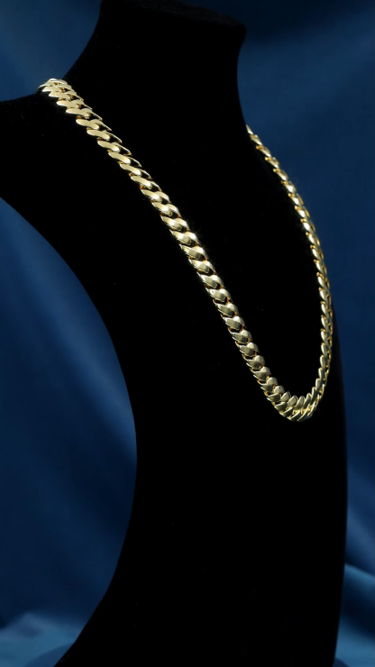 Custom 15mm 26inches S925 Solid Silver Yellow Gold Plated Miami Cuban Link Chain Necklace