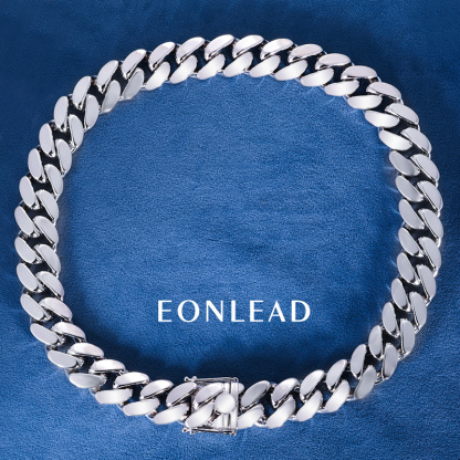 20mm 6-26inches S925 Sterling Silver Gold White Plated Hip Hop Miami Curb Cuban Chain Necklace