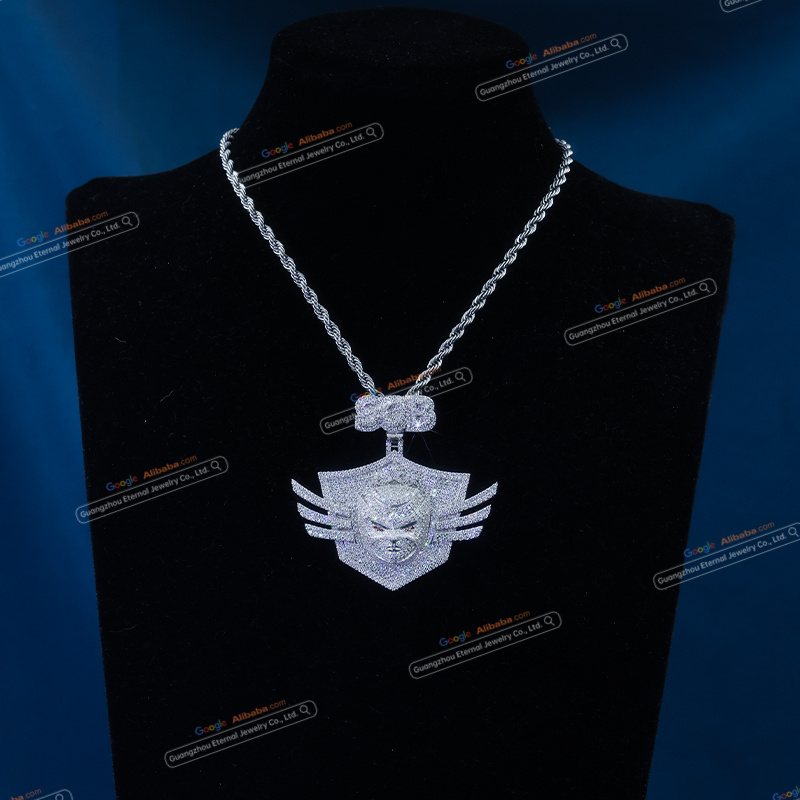 Custom S925 sterling silver VVSD moissanite cartoon pendant 2.5inch