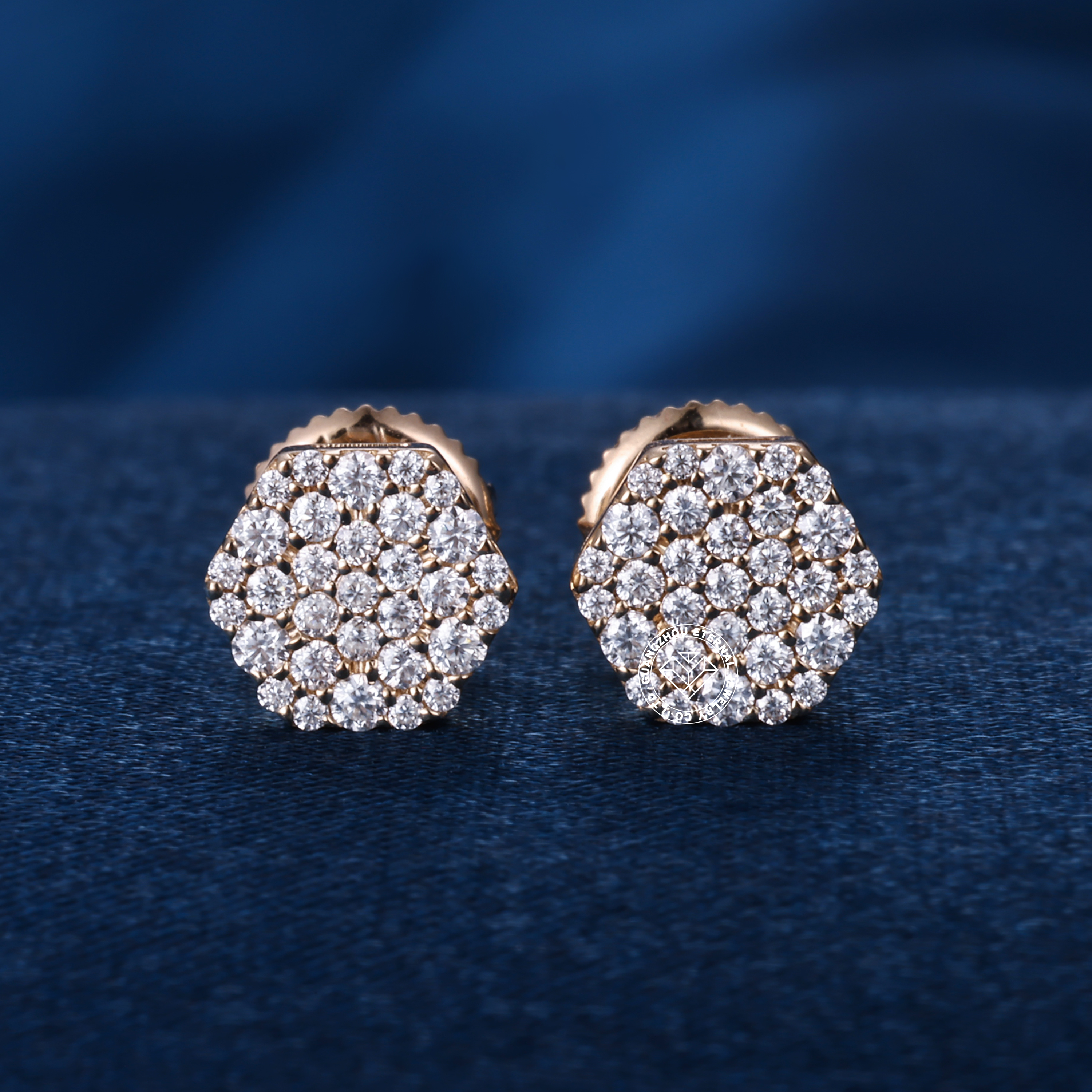 9K 10K 14K 18K Solid Gold Yellow S925 Silver Iced Out Hiphop D VVS Round Cut D VVS Moissanite Earrings For Men Women