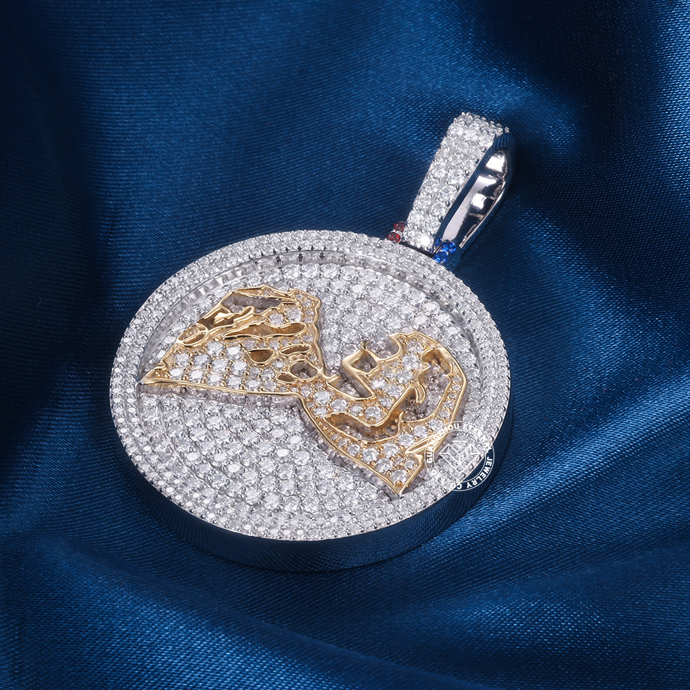 CUSTOM 1.4INCHES S925 SILVER ICED OUT D VVS MOISSANITE DIAMOND CIRCLE PENDANT RAPPER HIP HOP PENDANT 