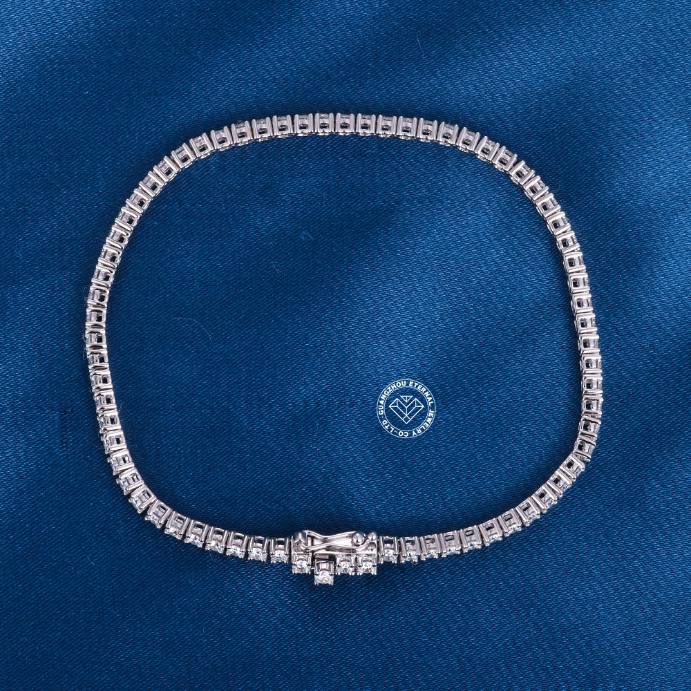 2.2mm 9K 10K 14K 18K Solid White Gold D VVS Moissanite Natural Diamond Tennis Chain Bracelet 6-24 inch Tennis Chain Necklace