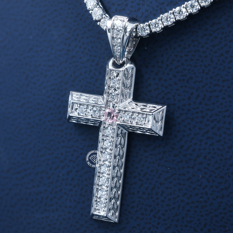 CUSTOM 1.75INCHES 14K SOLID GOLD ICED OUT D VVS LAB DIAMOND HIP HOP CROSS PENDANT