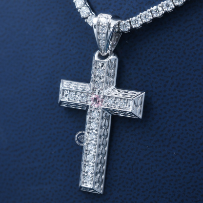 CUSTOM 1.75INCHES 14K SOLID GOLD ICED OUT D VVS LAB DIAMOND HIP HOP CROSS PENDANT