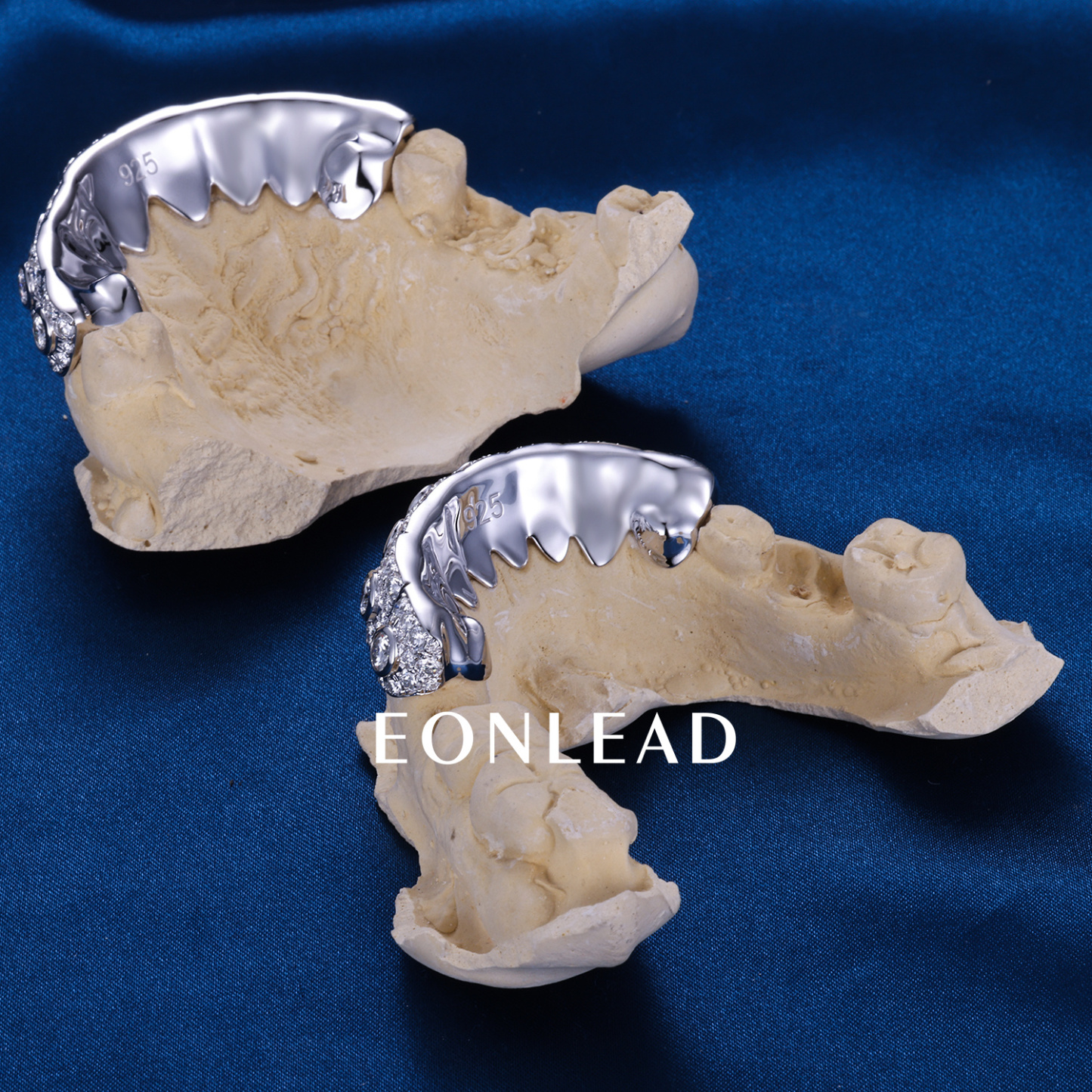 Custom Women Men S925 Silver White Gold Plated Top & Bottom 8 Flawless Big Moissanite Diamond Perm cut Teeth Grillz