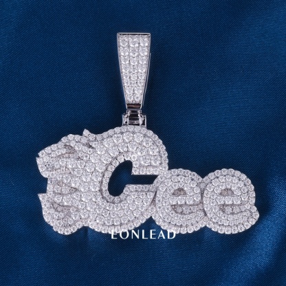 CUSTOM Iced Out Custom Flaming Name Pendant Full Micro Pave Moissanite Hip Hop Letter Pendant For Men Women Rapper Jewelry