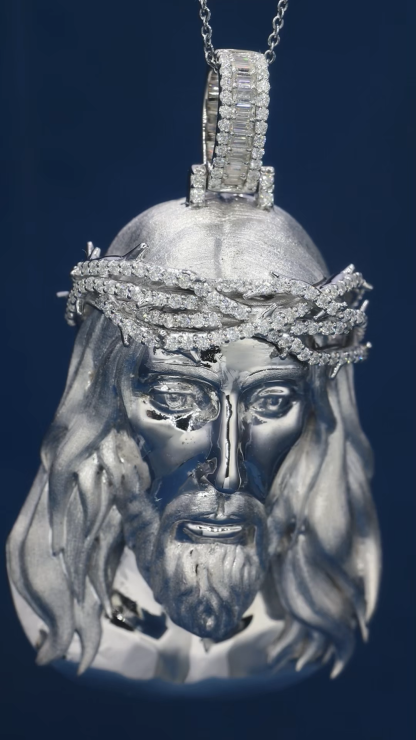 CUSTOM 3INCHES S925 SILVER ICED OUT D VVS MOISSANITE DIAMOND Jesus Pattern Christianity PENDANT