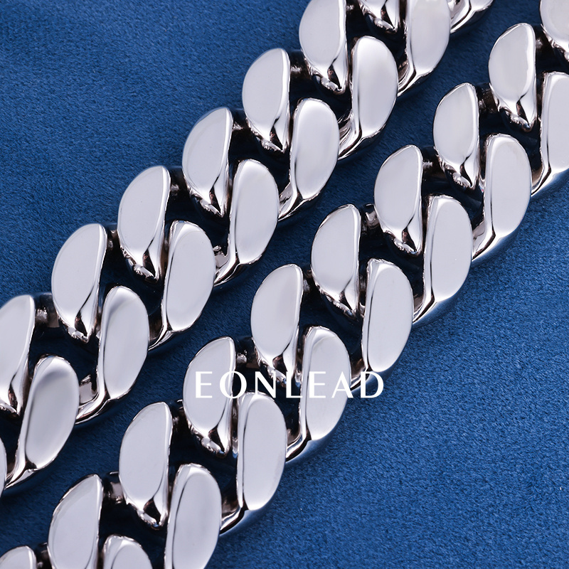 20mm 6-26inches S925 Sterling Silver Gold White Plated Hip Hop Miami Curb Cuban Chain Necklace