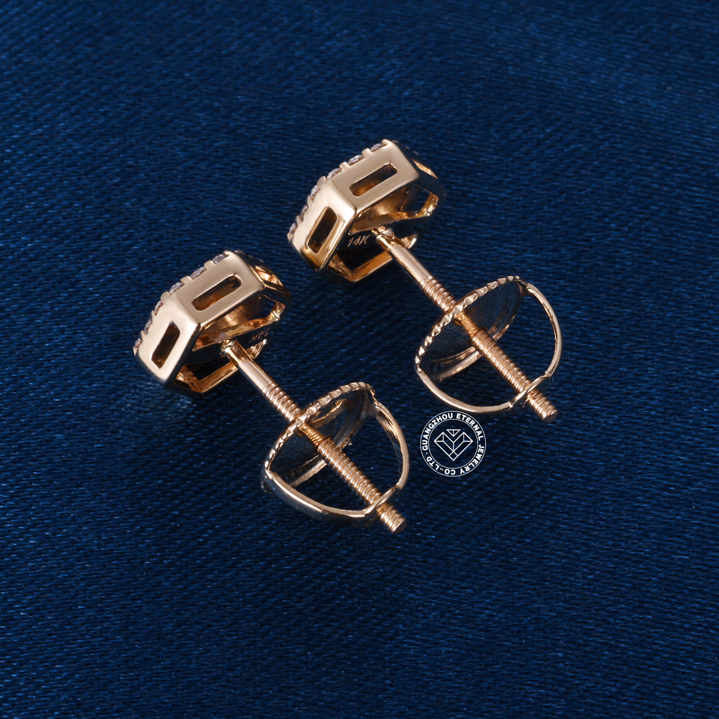 9K 10K 14K 18K Solid Gold Yellow S925 Silver Iced Out Hiphop D VVS Round Cut D VVS Moissanite Earrings For Men Women