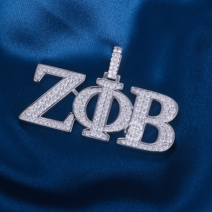 CUSTOM 1.75INCHES S925 SILVER ICED OUT D VVS MOISSANITE DIAMOND “ZA” LETTER RAPPER HIP HOP PENDANT 