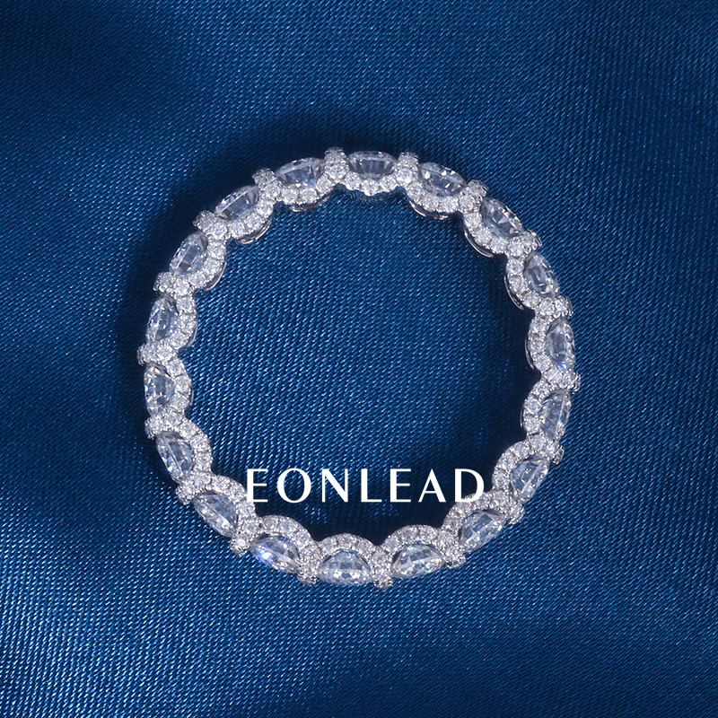 Women S925 Silver 9K 10K 14K 18K 3.5MM D VVS Round cut Moissanite Lab Grown Diamond Wedding Band Ring