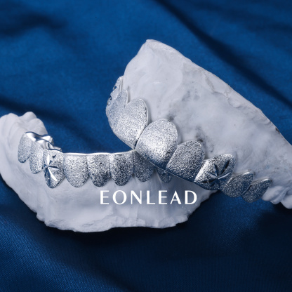 Custom S925 Solid Plain Silver White Gold Plated Top & Bottom 8 Deep cut Teeth Grillz