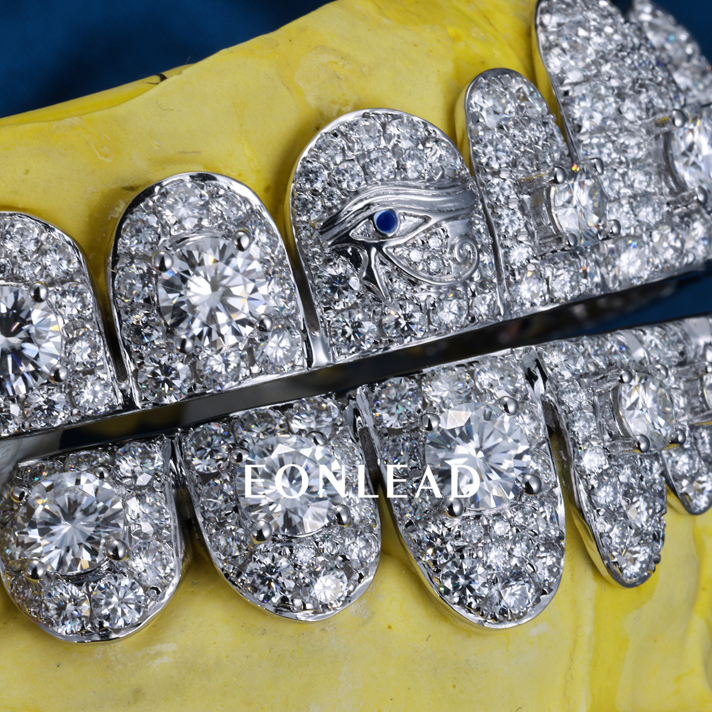 Custom Women Men Top Bottom 10 S925 Silver Moissanite Lab Diamond Sapphire 10K 14K 18K Solid Gold Round Cut Teeth Grillz