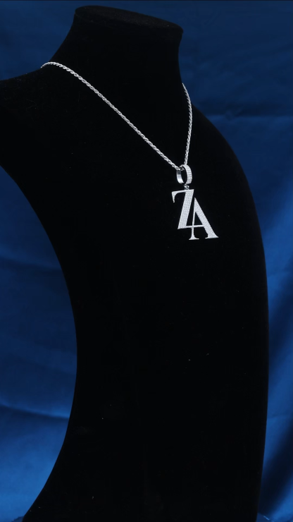 CUSTOM 1.75INCHES S925 SILVER ICED OUT D VVS MOISSANITE DIAMOND “ZA” LETTER RAPPER HIP HOP PENDANT 