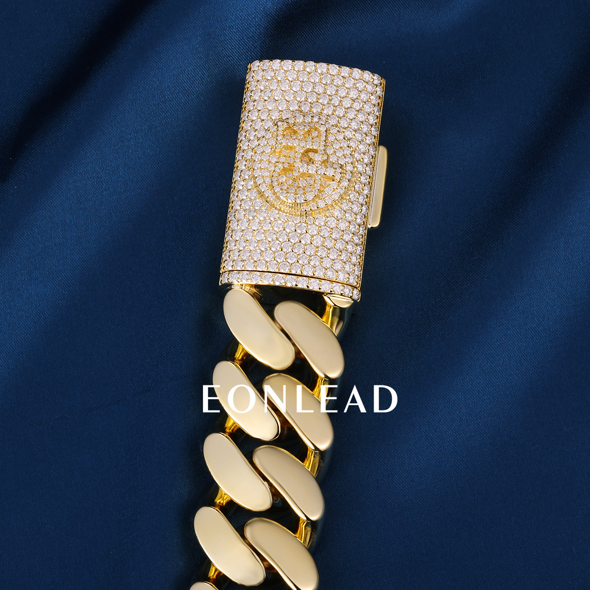 Custom 24mm 6-26inches S925 Silver Yellow Gold Plated D VVS Moissanite Diamond Clasp Cuban Chain Bracelet Necklace