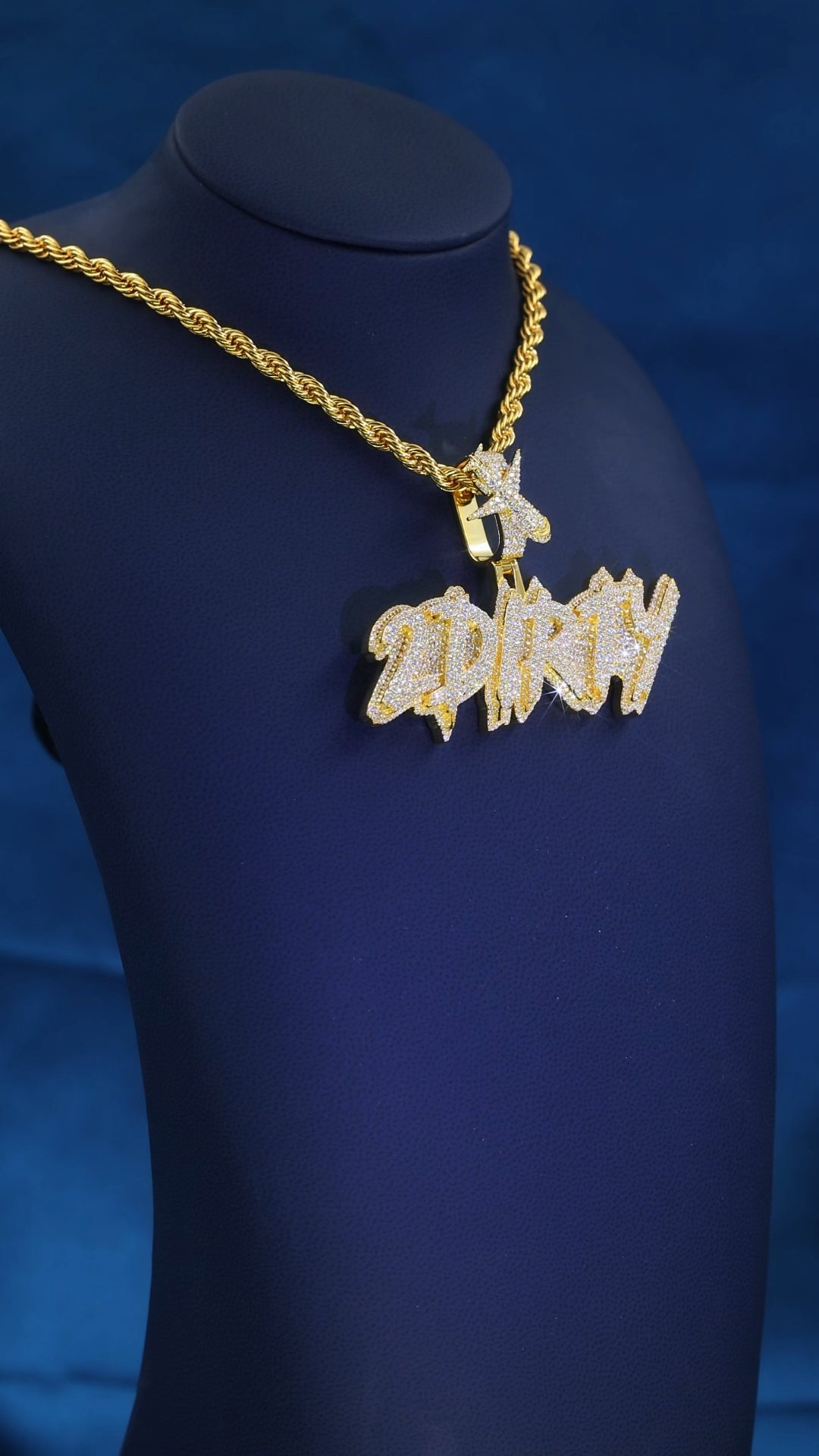 CustomGold Plated Full Iced VVS Moissanite Drip Script Pendant Airplane Shape Bail Hip Hop Personalized Letter Necklace
