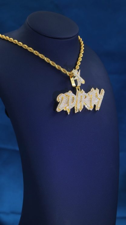 CustomGold Plated Full Iced VVS Moissanite Drip Script Pendant Airplane Shape Bail Hip Hop Personalized Letter Necklace