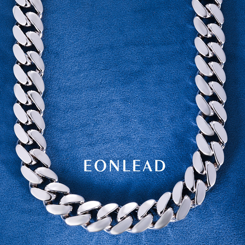 20mm 6-26inches S925 Sterling Silver Gold White Plated Hip Hop Miami Curb Cuban Chain Necklace