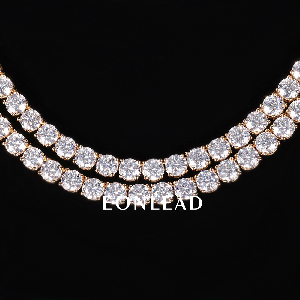5mm 9K 10K 14K 18K Solid Gold Yellow D VVS Moissanite Diamond Tennis Chain Bracelet 6-24 inch Tennis Chain Necklace