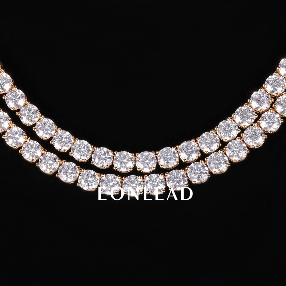 5mm 9K 10K 14K 18K Solid Gold Yellow D VVS Moissanite Diamond Tennis Chain Bracelet 6-24 inch Tennis Chain Necklace