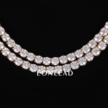 5mm 9K 10K 14K 18K Solid Gold Yellow D VVS Moissanite Diamond Tennis Chain Bracelet 6-24 inch Tennis Chain Necklace