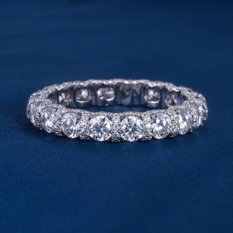 Women S925 Silver 9K 10K 14K 18K 3.5MM D VVS Round cut Moissanite Diamond Wedding Band Ring