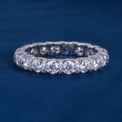 Women S925 Silver 9K 10K 14K 18K 3.5MM D VVS Round cut Moissanite Diamond Wedding Band Ring