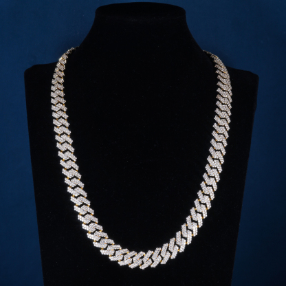 15mm 6-26inches S925 Silver Gold Plated VVS Moissanite Diamond Cuban Chain Bracelet Necklace