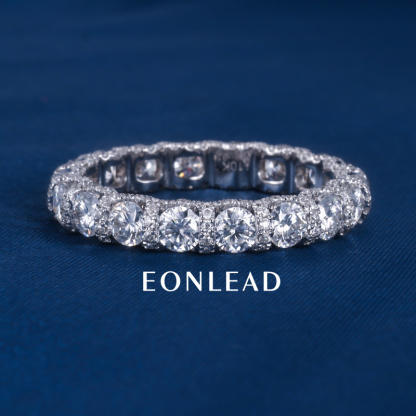 Women S925 Silver 9K 10K 14K 18K 3.5MM D VVS Round cut Moissanite Lab Grown Diamond Wedding Band Ring