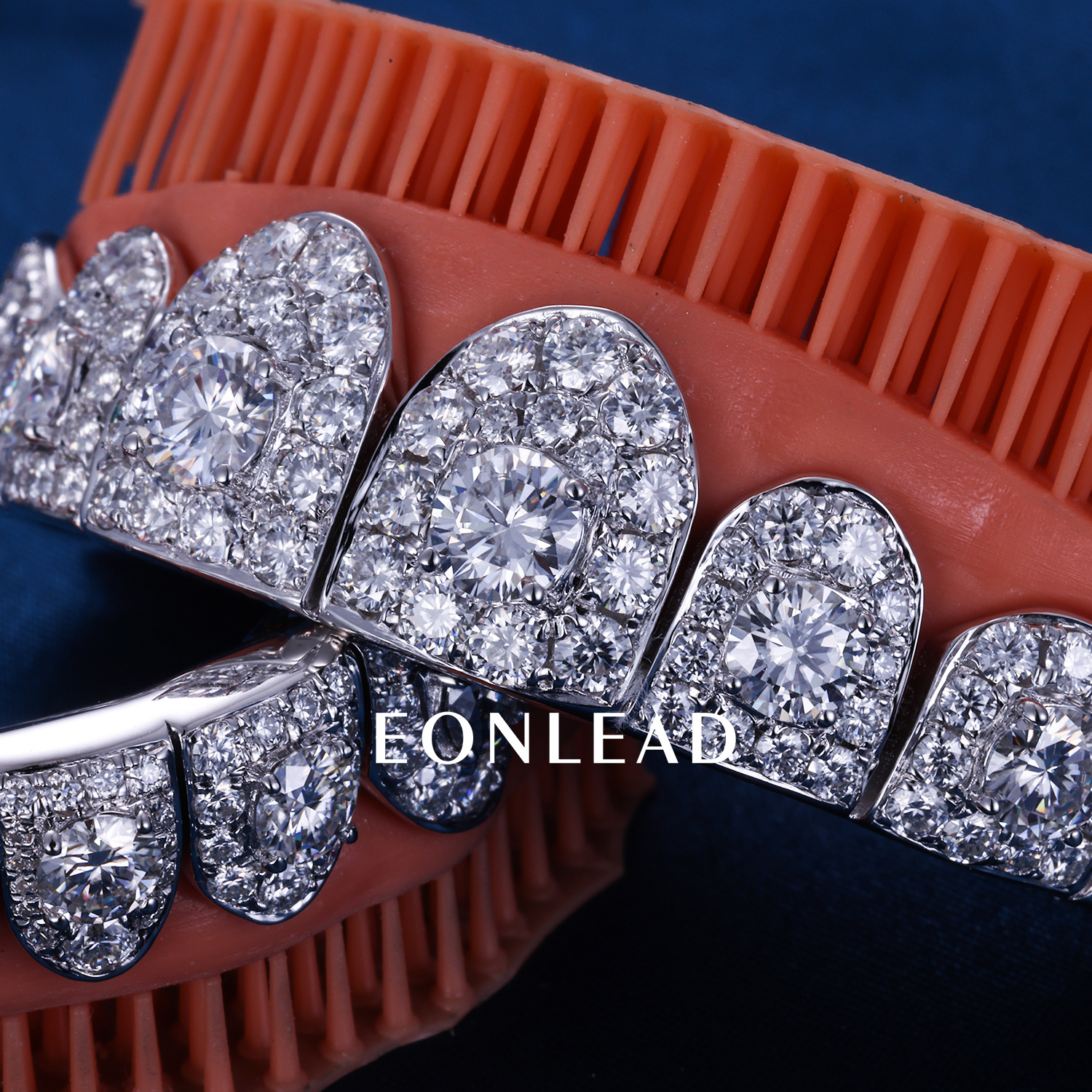 Custom Top & Bottom 8 Women Men S925 Silver White Gold Plated Flawless Big Moissanite Diamond Perm cut Teeth Grillz
