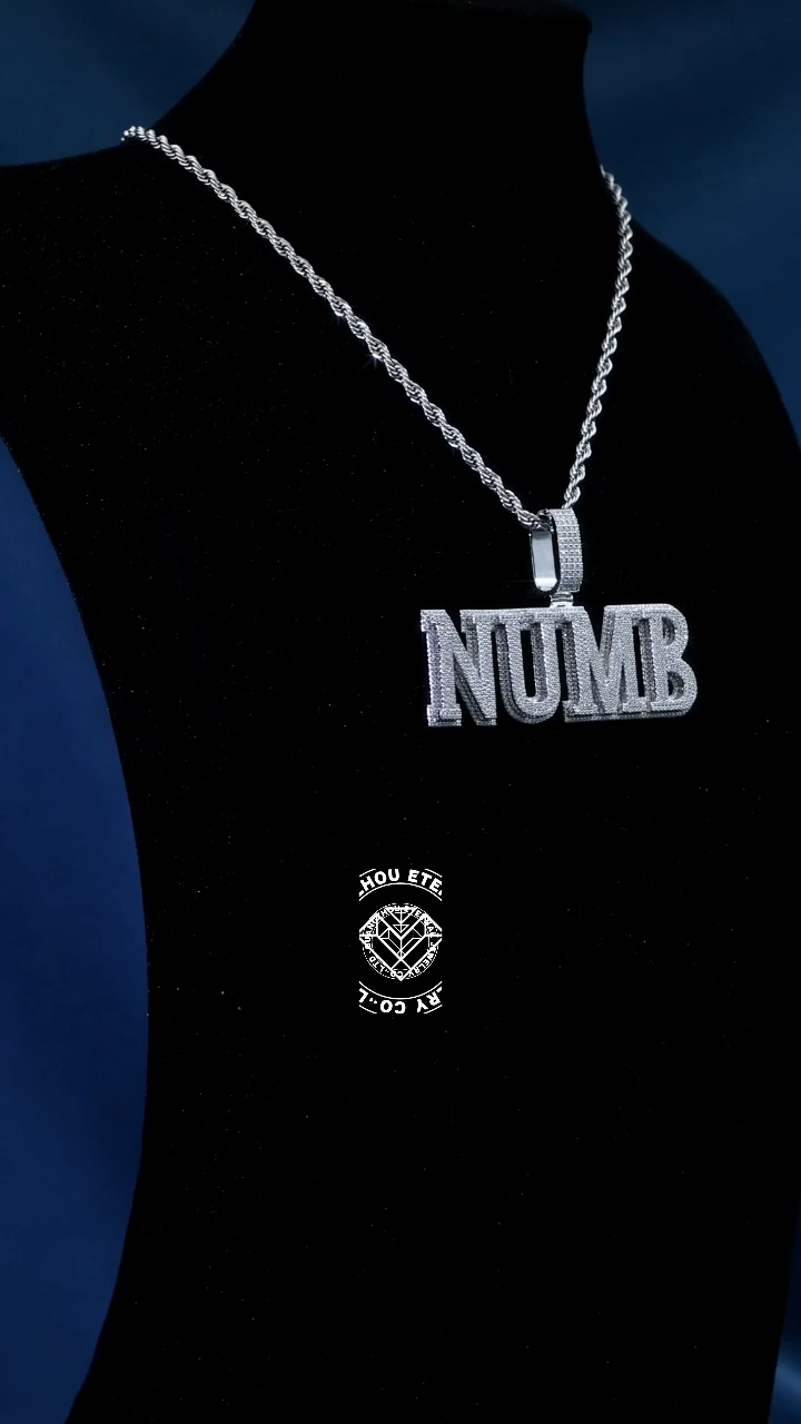 CUSTOM 3INCHES S925 SILVER ICED OUT D VVS MOISSANITE DIAMOND “NUMB” LETTER RAPPER HIP HOP PENDANT 