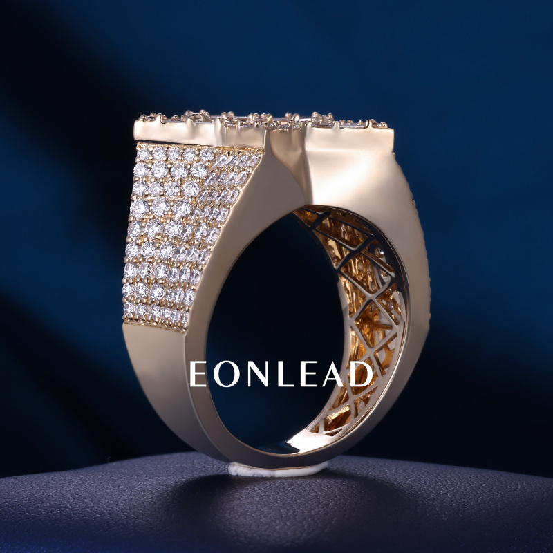 Men's S925 Silver 10K Solid Gold D VVS Round cut Moissanite Lab Grown Diamond iced out Hiphop Ring