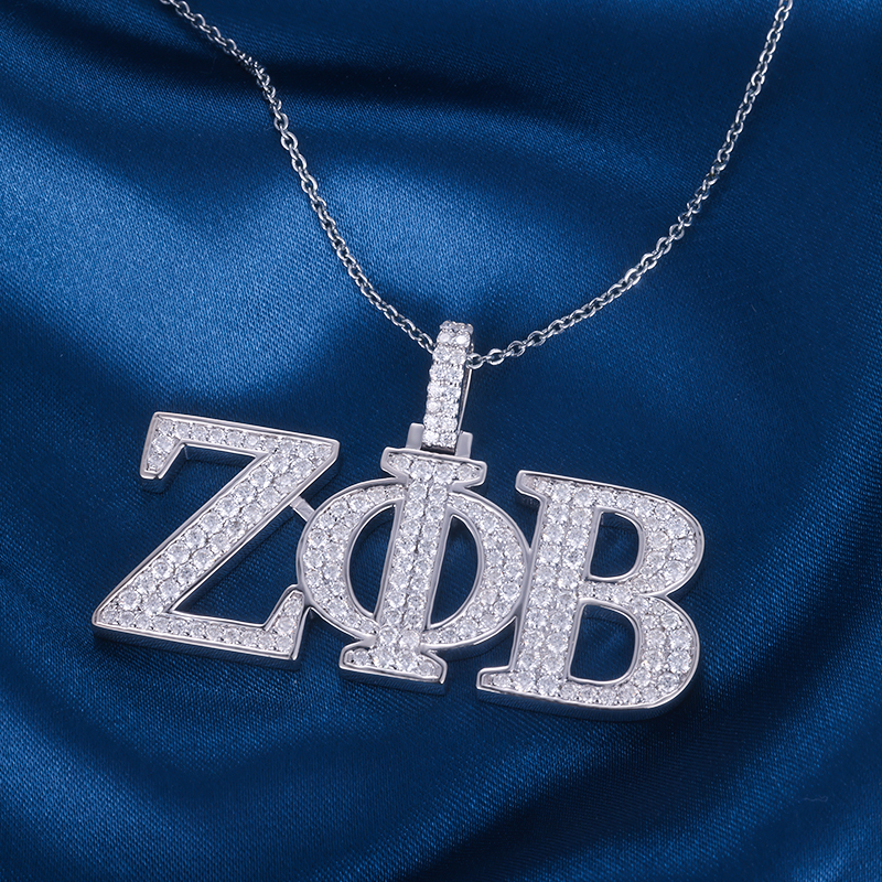 CUSTOM 1.75INCHES S925 SILVER ICED OUT D VVS MOISSANITE DIAMOND “ZA” LETTER RAPPER HIP HOP PENDANT 