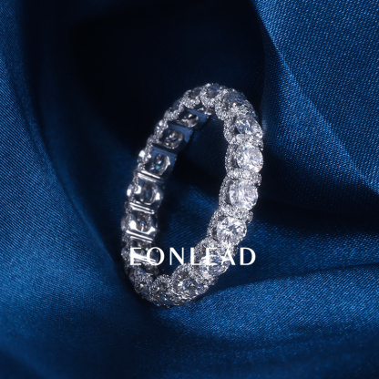 Women S925 Silver 9K 10K 14K 18K 3.5MM D VVS Round cut Moissanite Lab Grown Diamond Wedding Band Ring