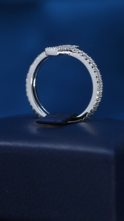 Custom Hollow Outline Cross Double Band Ring S925 Sterling Silver Full Micro Pave Moissanite Iced Out Wedding Ring