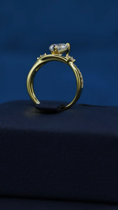 9K 10K 14K 18K Solid Gold Yellow S925 Silver 1CT 1.5CT 2CT D VVS Heart cut Moissanite Lab Grown Diamond Engagement Ring FOR WOMEN