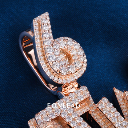CUSTOM 1.6INCHES S925 SILVER Rose Gold Palted ICED OUT D VVS MOISSANITE DIAMOND “TW” LETTER RAPPER HIP HOP PENDANT 
