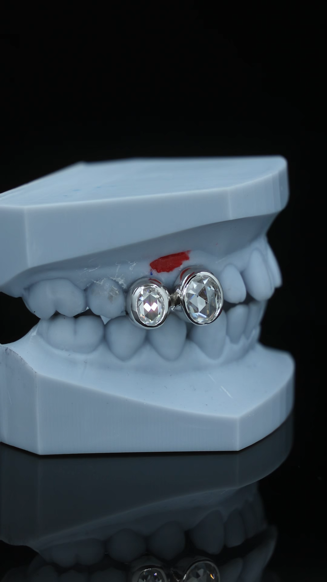 Oval Bezel Rose Cut Set Diamond Grillz Silver Plated Teeth Grillz Hip Hop Bling Teeth Caps for Men Women