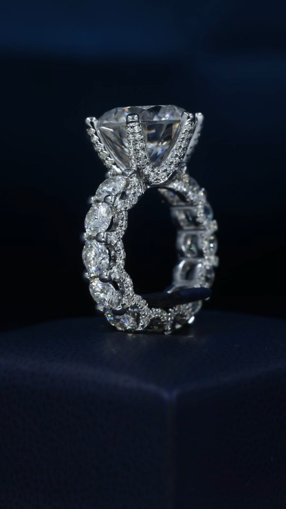 Custom Women S925 Silver 9K 10K 14K 18K Solid Gold White 3CT 5CT 10CT D VVS Round cut Moissanite Diamond Engagement Ring