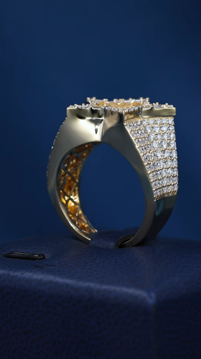 Men's S925 Silver 10K Solid Gold D VVS Round cut Moissanite Lab Grown Diamond iced out Hiphop Ring