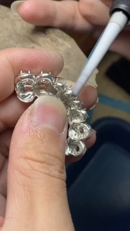 Custom S925 Silver White Gold Plated Top & Bottom 8 Flawless Big Moissanite Diamond Perm cut Teeth Grillz