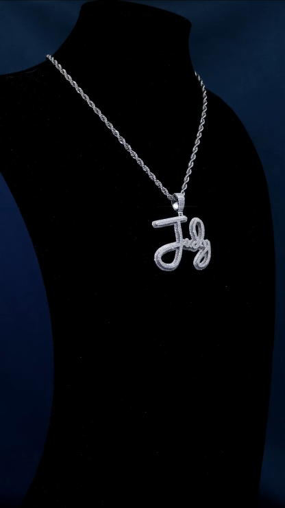 CUSTOM 2INCHES S925 SILVER ICED OUT D VVS MOISSANITE DIAMOND “JUDY” LETTER Rapper HIP HOP PENDANT 