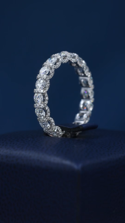 Women S925 Silver 9K 10K 14K 18K 3.5MM D VVS Round cut Moissanite Lab Grown Diamond Wedding Band Ring