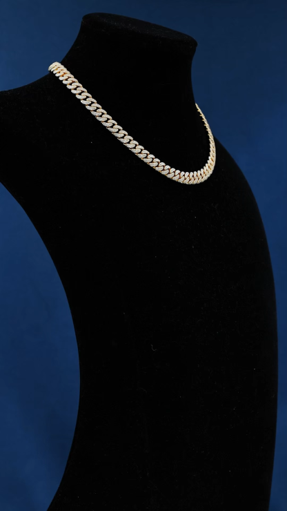 Custom 8.5mm 6-26inches S925 Silver Yellow Gold Plated D VVS Moissanite Diamond Cuban Chain Bracelet Necklace