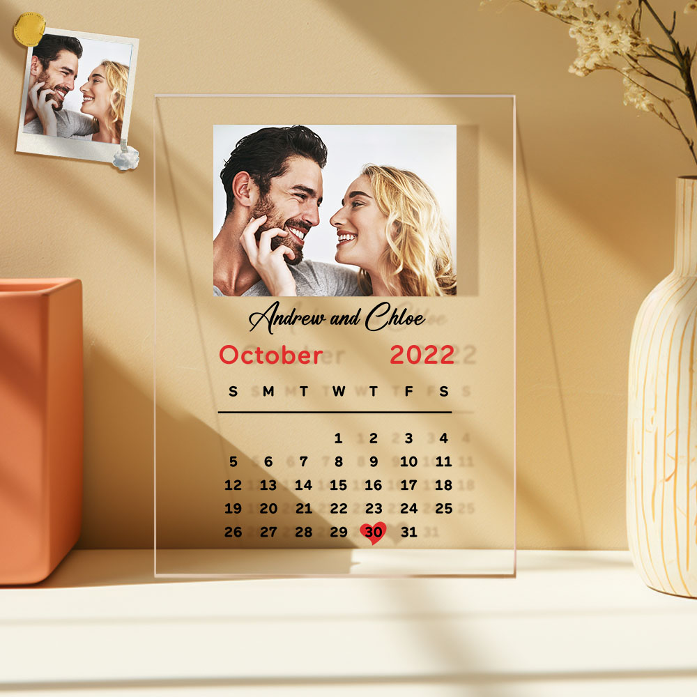 Personalisierter Foto-jubiläumskalender Aus Acryl, Heimdekoration, Geschenk Für Paare